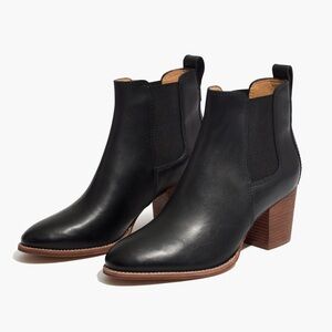 Madewell The Reagan Stacked Heel Black Booties/ Boots, Size 7.5